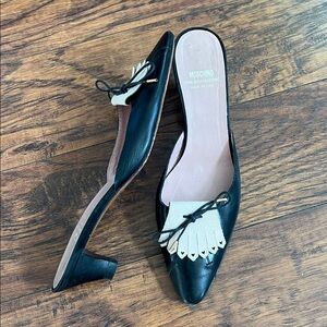 Moschino Cheap and Chic black kitten heel mules